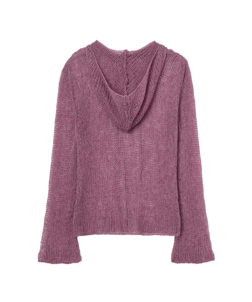 LOOSE MESH KNIT HOODIE IN PURPLE