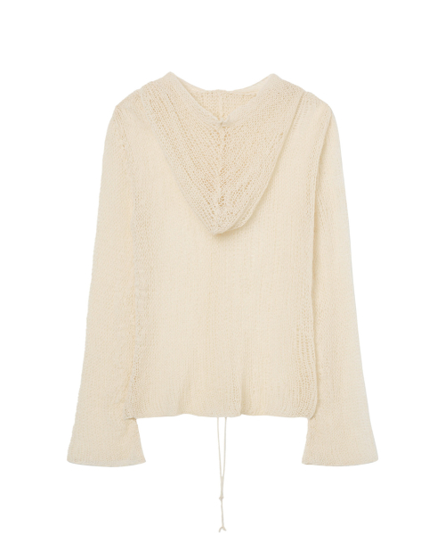 LOOSE MESH KNIT HOODIE IN IVORY