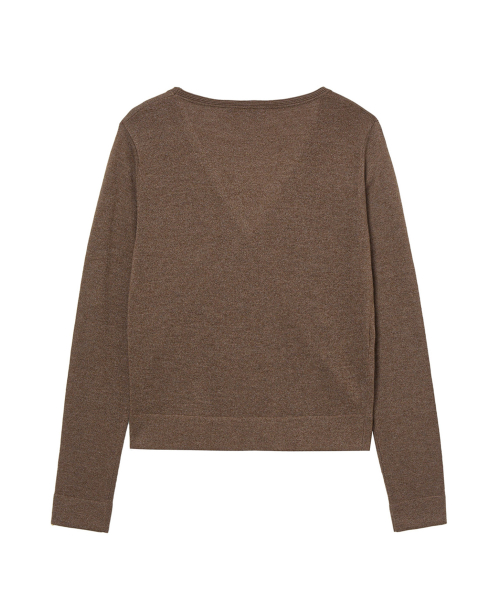 V-NECK METAL KNIT IN BROWN
