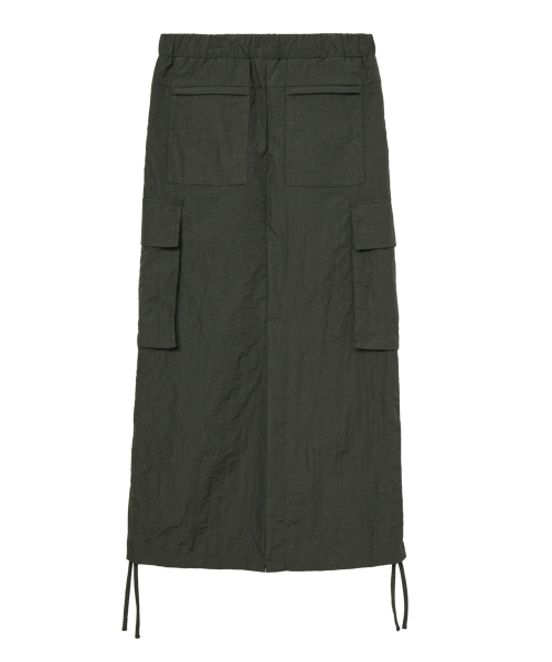 NYLON UTILITY CARGO SKIRT IN KHAKI
