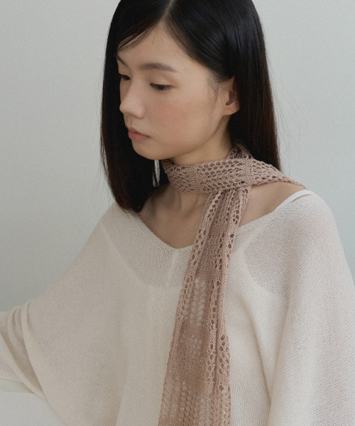 Sequin Crochet Scarf (beige)