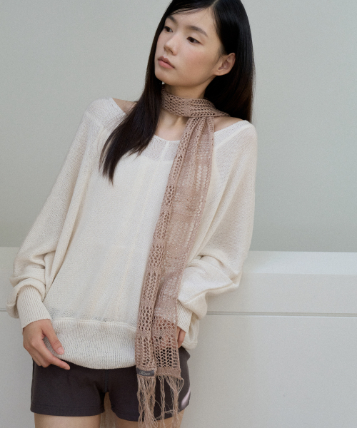 Sequin Crochet Scarf (beige)