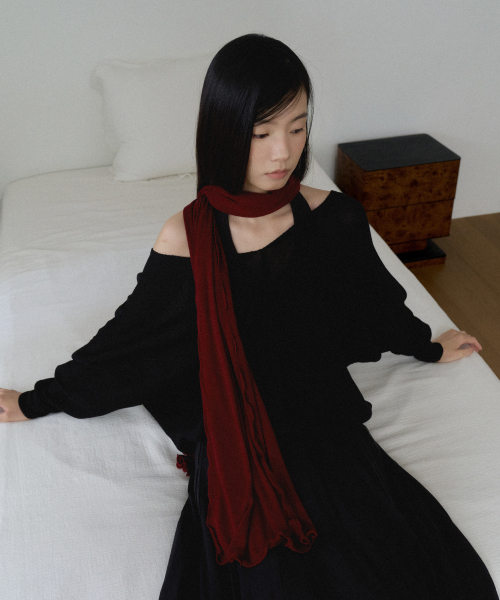 Deep Wool Wide Scarf (wine)
