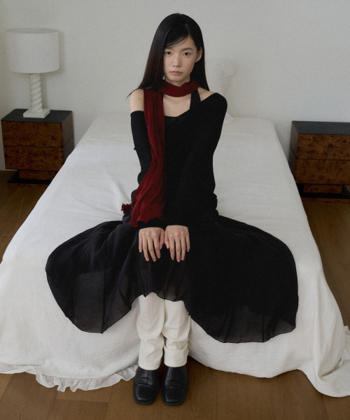 Deep Wool Wide Scarf (wine)