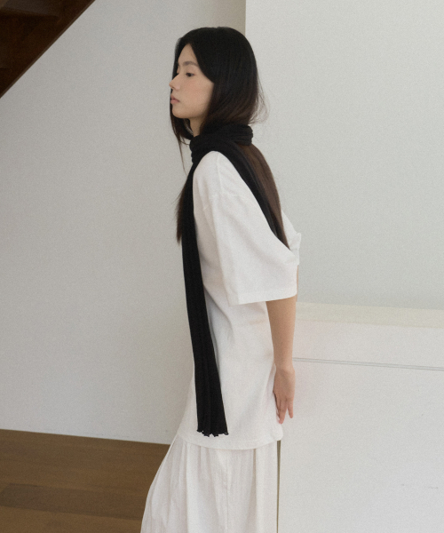 Deep Wool Wide Scarf (black)