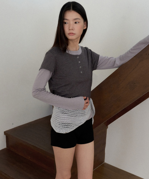 Open Knit Triangle Scarf (gray)
