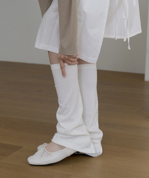 Fine Ribbed Slit Leg Warmers (ivory)