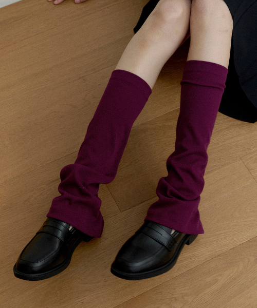 Fine Ribbed Slit Leg Warmers (purple)