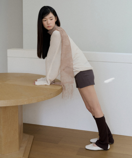 Fine Ribbed Slit Leg Warmers (brown)