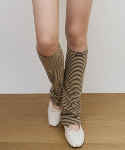 Stripe Slit Leg Warmers (mustard)