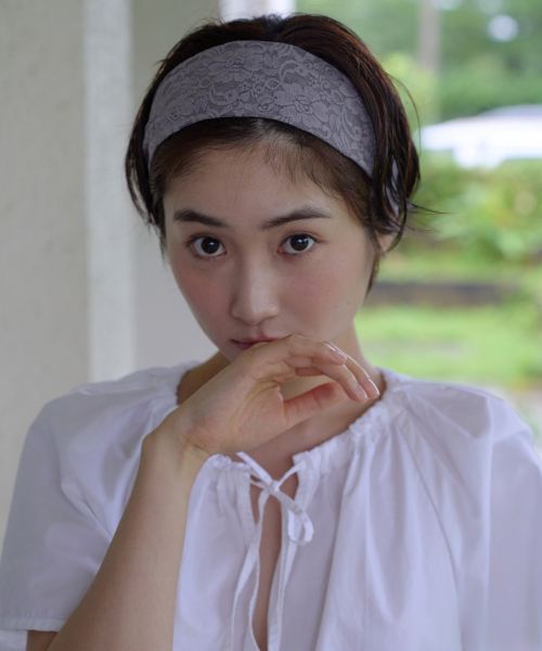 flower lace hair band - grey