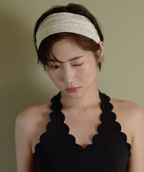 flower lace hair band - ivory