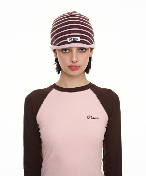 듀얼 팝 스트라이프 비니_핑크 Dual Pop Stripe Beanie_Pink