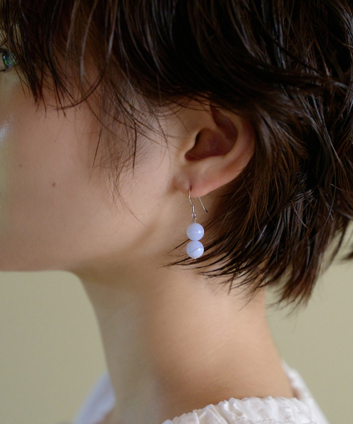 two blue lace agate earring