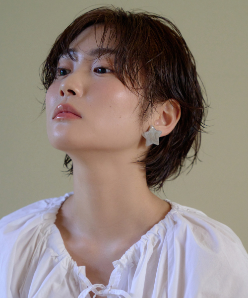 marble star earring - grey