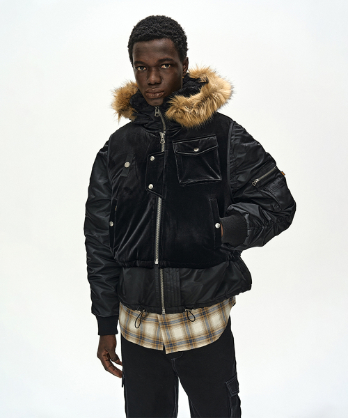 ANDERSSON BELL X ALPHA INDUSTRIES VEST LAYERED N-2B JACKET (BLACK)