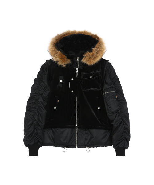 ANDERSSON BELL X ALPHA INDUSTRIES VEST LAYERED N-2B JACKET (BLACK)