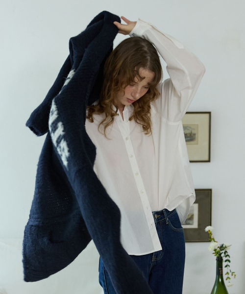 Paris Lettering Knit Navy