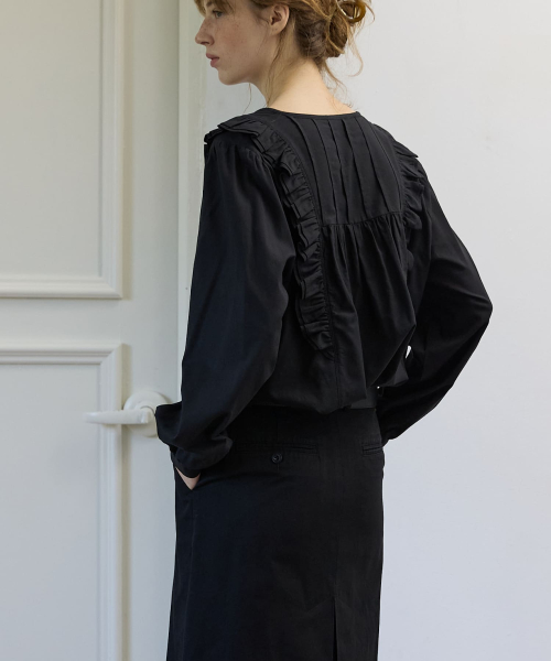 Belted H-Line Long Skirt Black