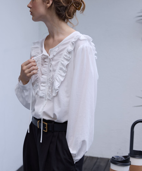 Vintage Ruffle Blouse White