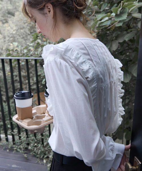 Vintage Ruffle Blouse White
