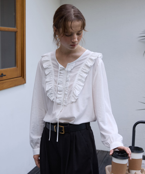 Vintage Ruffle Blouse White