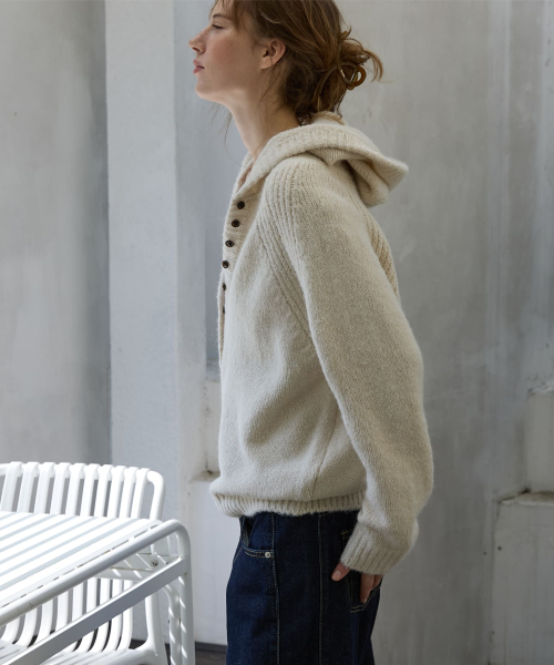 Cloud Alpaca Hoodie Knit Ivory