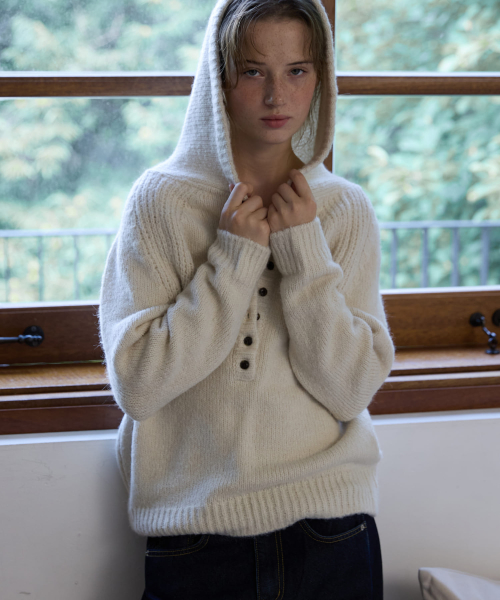 Cloud Alpaca Hoodie Knit Ivory