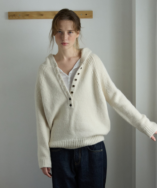 Cloud Alpaca Hoodie Knit Ivory