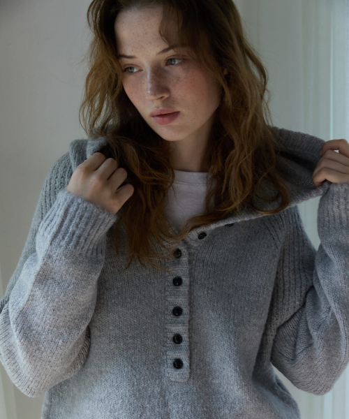 Cloud Alpaca Hoodie Knit Gray