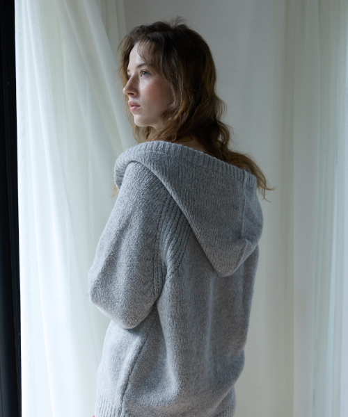 Cloud Alpaca Hoodie Knit Gray