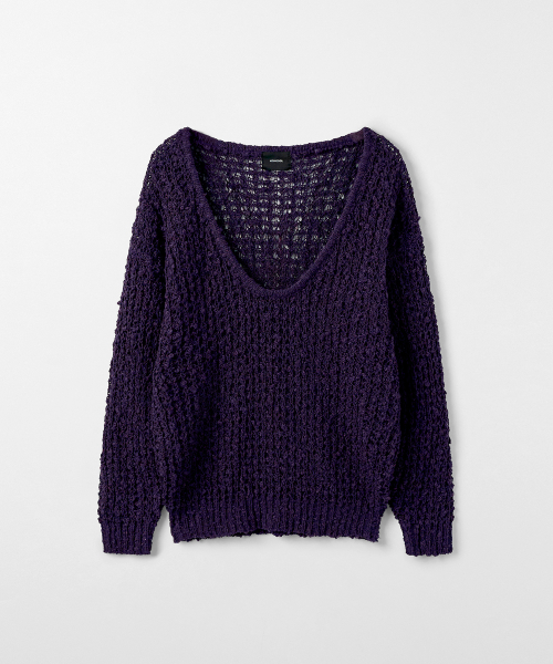 U-Neck Oversized Knit Top Purple MDKT131PURPLE