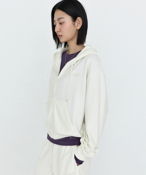 Soft Essential Hooded Zip-Up Ivory MDTS104IVORY