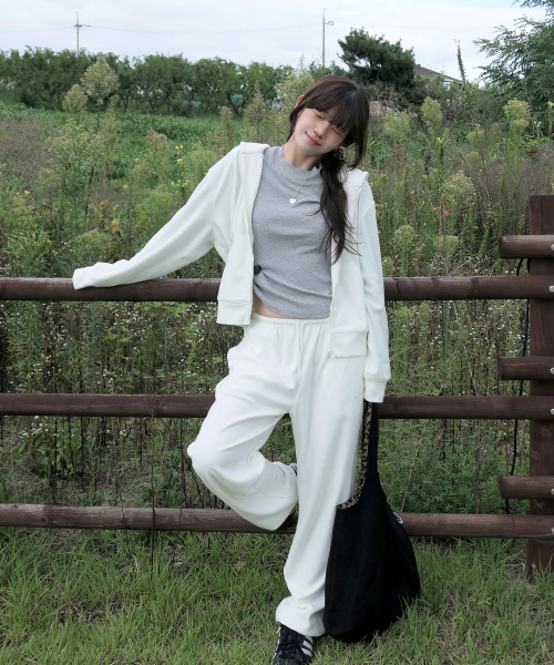 Soft Essential Hooded Zip-Up Ivory MDTS104IVORY