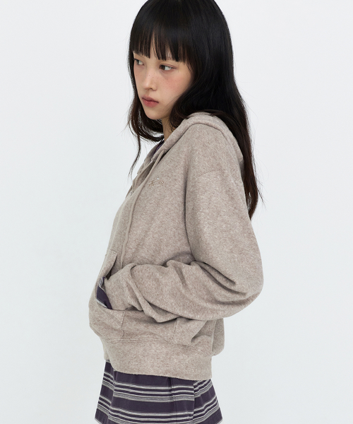 Soft ESSENTIALS Hood Zip Up Light Brown MDTS104LBROWN