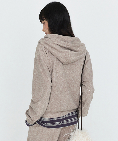 Soft ESSENTIALS Hood Zip Up Light Brown MDTS104LBROWN