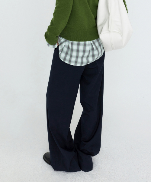 Classic Straight Wide Slacks Navy MDPT092NAVY