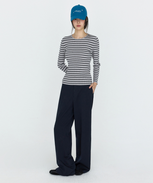 Classic Straight Wide Slacks Navy MDPT092NAVY