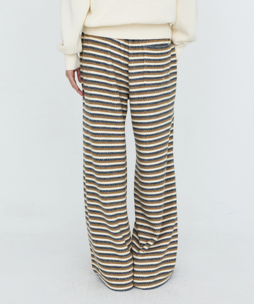 Striped Banding Knit Pants Beige MDPT091BEIGE