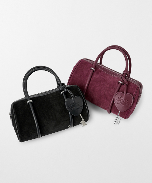 [Bag Charm SET] Real Cowhide Suede Mini Bag Burgundy MDBG015BURGUNDY