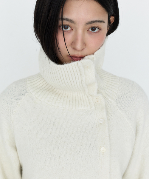 Asymmetric Collar Knit Cardigans Ivory MDKT137IVORY