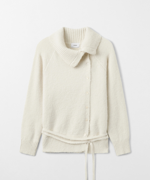 Asymmetric Collar Knit Cardigans Ivory MDKT137IVORY