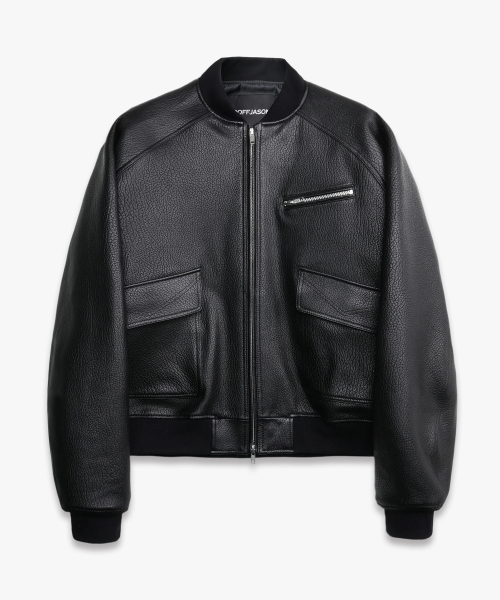 Textured Lambskin Gunner Jacket BLACK