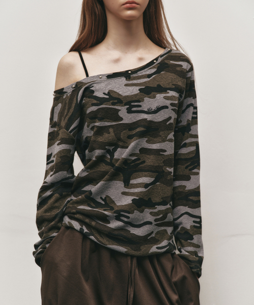 CAMO OFF SHOULDER TOP_GRAY