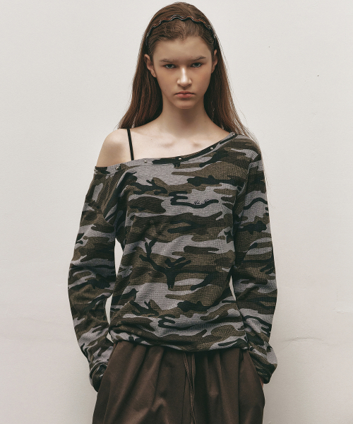 CAMO OFF SHOULDER TOP_GRAY