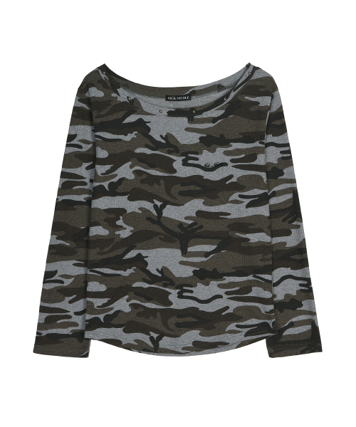 CAMO OFF SHOULDER TOP_GRAY