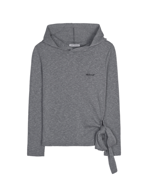 STRAP HOOD LONG SLEEVE TOP_CHARCOAL