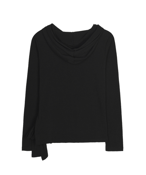 STRAP HOOD LONG SLEEVE TOP_BLACK