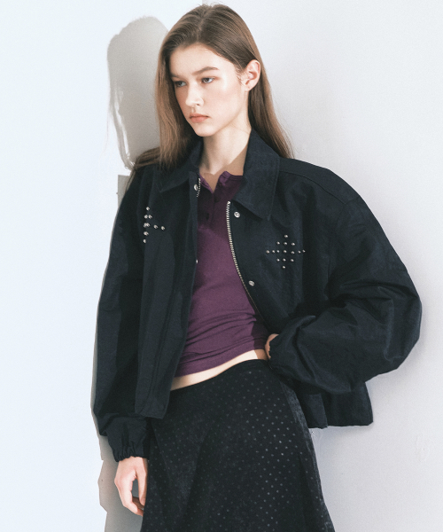 STUD WINDBREAKER JACKET_BLACK