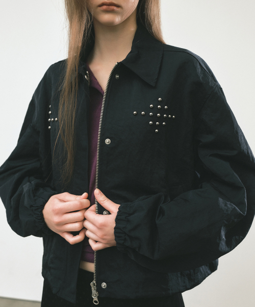 STUD WINDBREAKER JACKET_BLACK